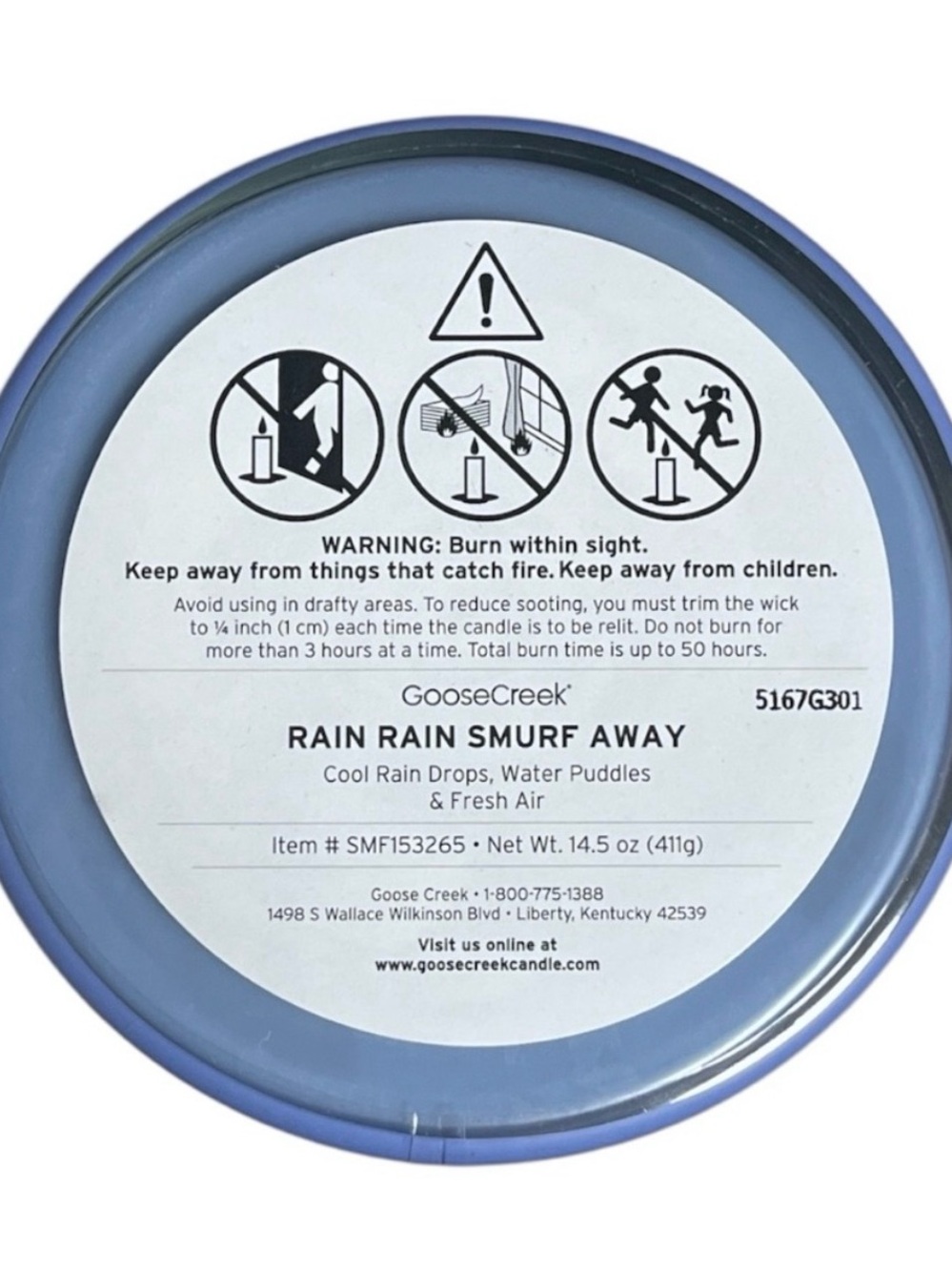 Goose Creek The Smurfs Rain, Rain, Smurf Away 3-Wick Candle, 14.5 oz - Picture 2 of 4